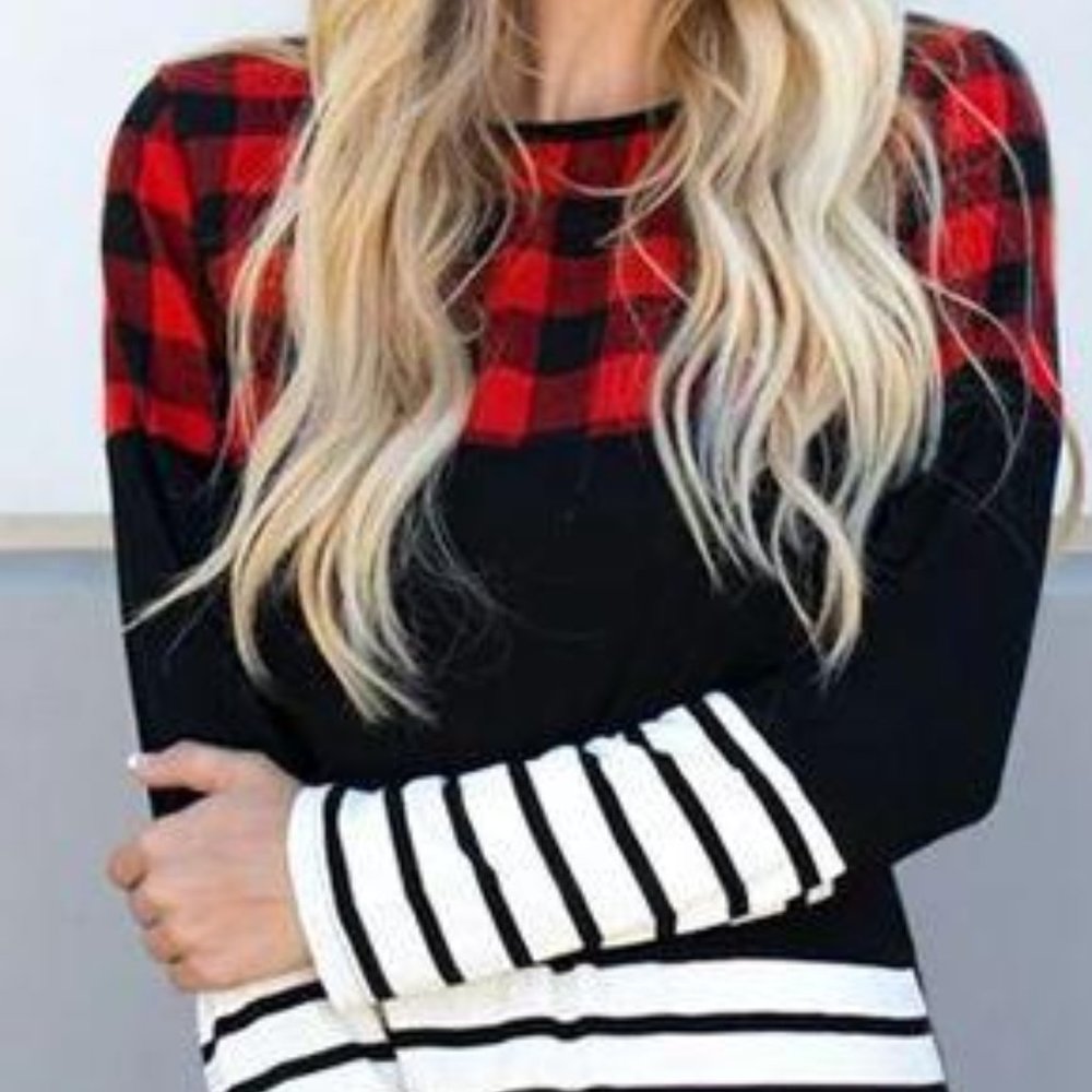 NWOT Plaid Striped Long Sleeve Shirt